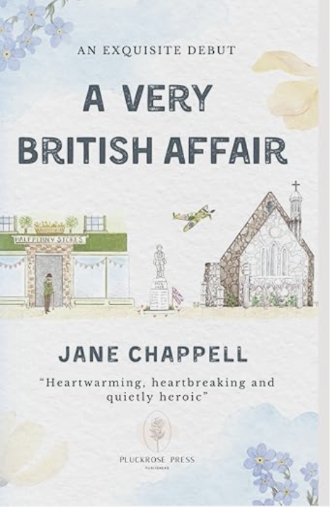 A Very British Affair by Jane Chappell — book cover showing a watercolour illustration of a British village